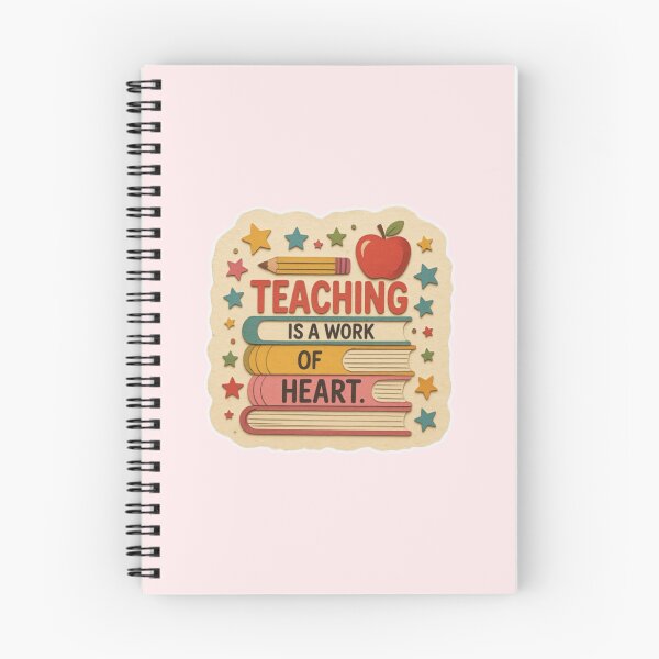 Item preview, Teaching Is a Work of Heart – Teacher Books Pencil Apple Design designed and sold by Palette & Hue.