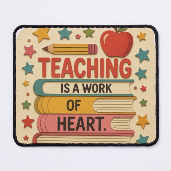 Item preview, Teaching Is a Work of Heart – Teacher Books Pencil Apple Design designed and sold by Palette & Hue.