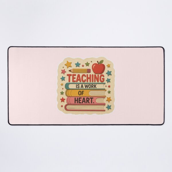 Item preview, Teaching Is a Work of Heart – Teacher Books Pencil Apple Design designed and sold by Palette & Hue.