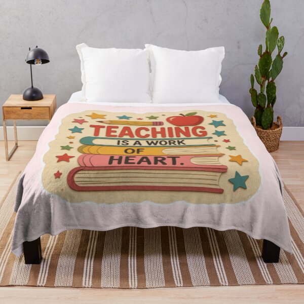 Item preview, Teaching Is a Work of Heart – Teacher Books Pencil Apple Design designed and sold by Palette & Hue.