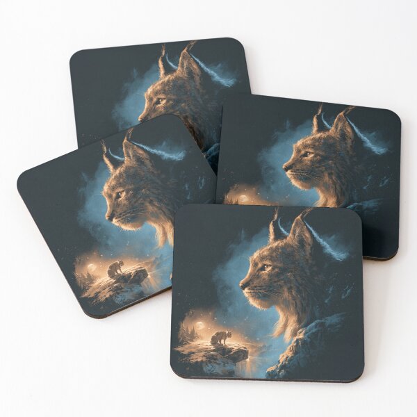 Item preview, Mystical Lynx Wild Cat Moon Night Sky Design designed and sold by NicolasGlowArt.