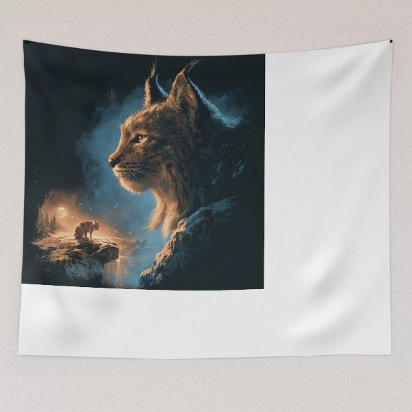 Item preview, Mystical Lynx Wild Cat Moon Night Sky Design designed and sold by NicolasGlowArt.