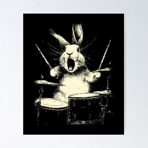 Item preview, Cute Rabbit Playing Drums Funny Animal Drummer Musician  designed and sold by AARABwino.