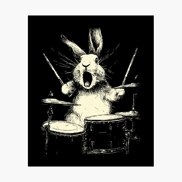 Item preview, Cute Rabbit Playing Drums Funny Animal Drummer Musician  designed and sold by AARABwino.