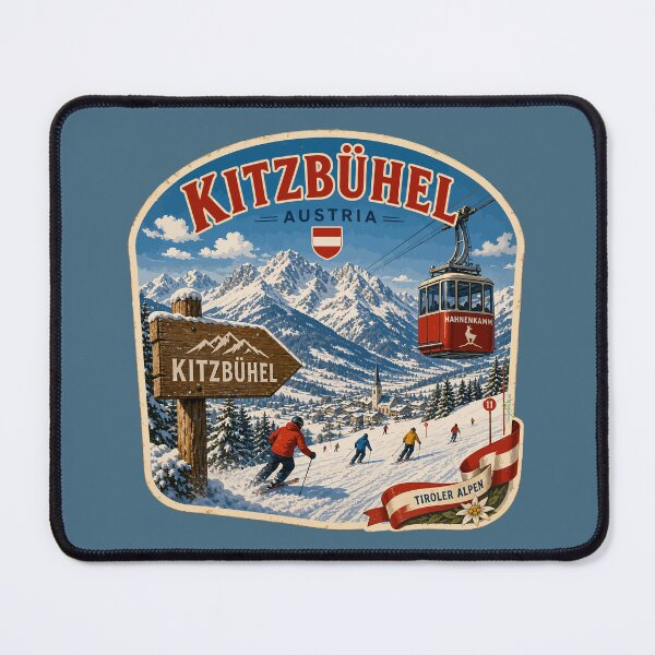Item preview, Kitzbuhel Austria Tyrol Ski Sticker TShirt 06 designed and sold by OuterShellUK.