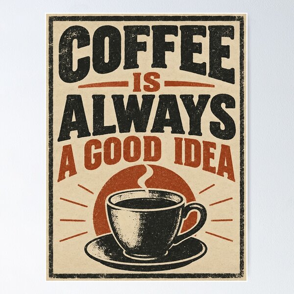 Item preview, Coffee Is Always a Good Idea, Vintage Retro Coffee Poster designed and sold by Jandedan.