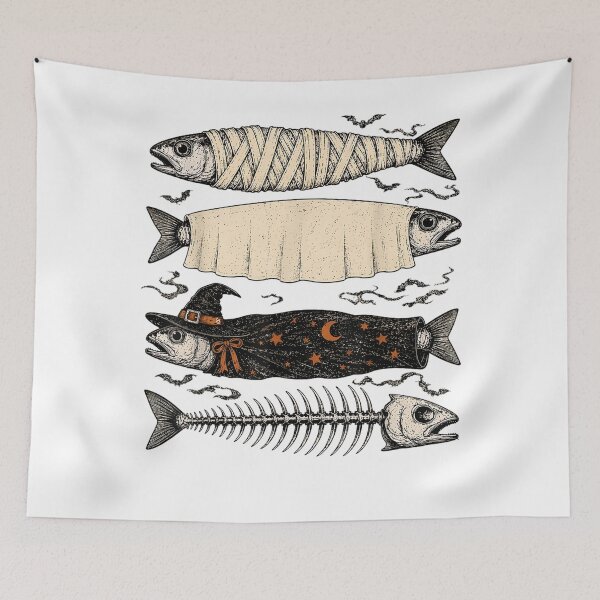 Item preview, Halloween Fish Ghost Pumpkin Skeleton Mummy designed and sold by raewaelchi.