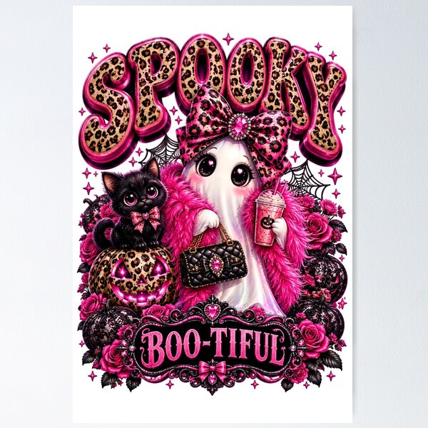 Item preview, Halloween Spooky Boo-Tiful Ghost Leopard Bow designed and sold by Sovereign Supply Co..