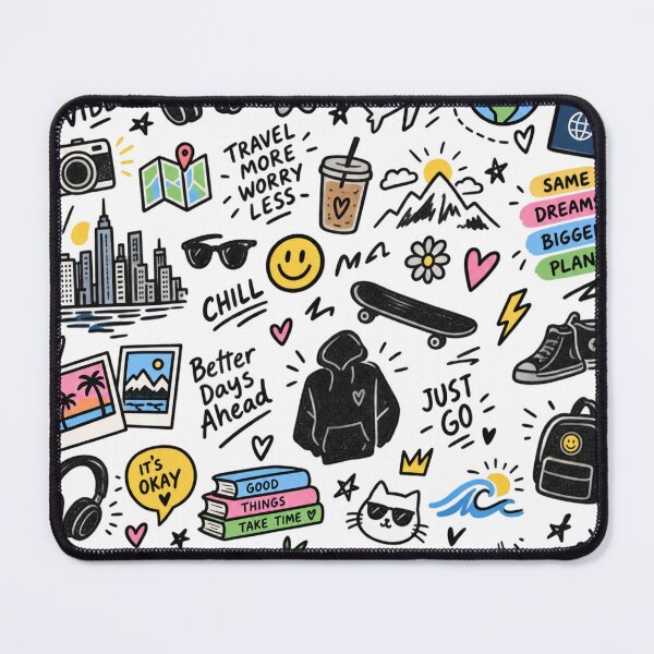 Item preview, Gen Z Travel Doodle Sticker Collage – Good Vibes & Adventure designed and sold by GenZ Doodle.