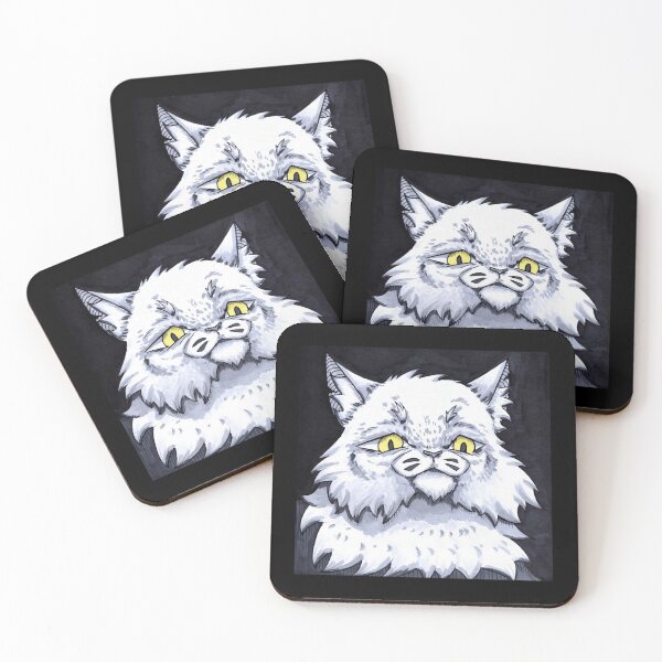 Item preview, Midnight Watch Fluffy Longhair White Cat Fantasy Graphic designed and sold by KabuzzleDesigns.