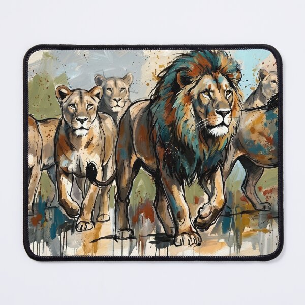 Item preview, Expressive Lion Pride Canvas Print | Abstract Wildlife Wall Art | Modern Safari Fine Art Poster | Majestic African Lions & Lionesses Painting designed and sold by SergioMiklos.
