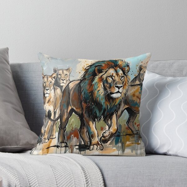 Item preview, Expressive Lion Pride Canvas Print | Abstract Wildlife Wall Art | Modern Safari Fine Art Poster | Majestic African Lions & Lionesses Painting designed and sold by SergioMiklos.