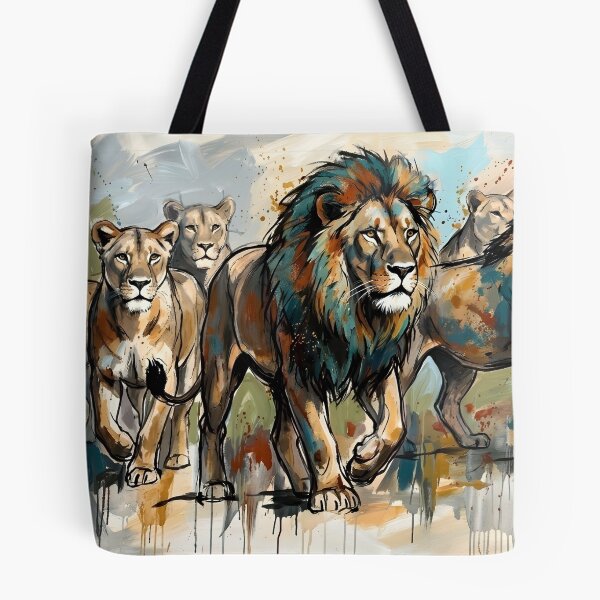 Item preview, Expressive Lion Pride Canvas Print | Abstract Wildlife Wall Art | Modern Safari Fine Art Poster | Majestic African Lions & Lionesses Painting designed and sold by SergioMiklos.