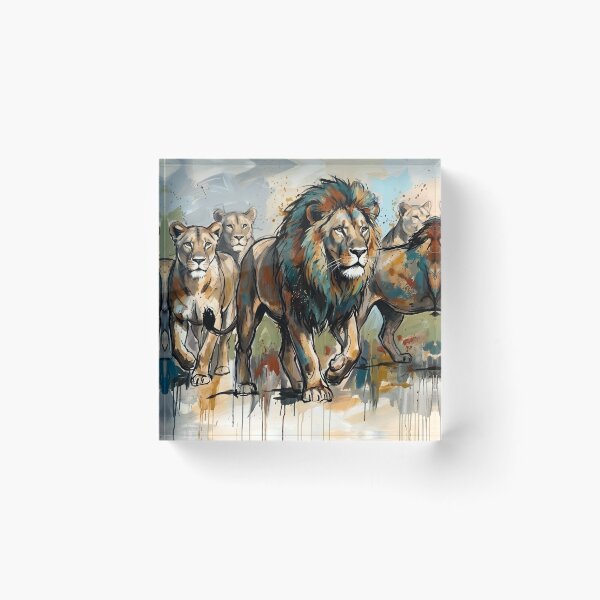 Item preview, Expressive Lion Pride Canvas Print | Abstract Wildlife Wall Art | Modern Safari Fine Art Poster | Majestic African Lions & Lionesses Painting designed and sold by SergioMiklos.