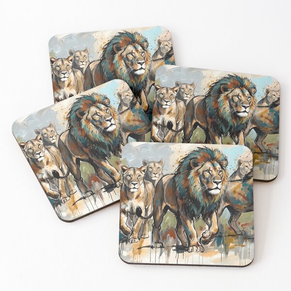 Item preview, Expressive Lion Pride Canvas Print | Abstract Wildlife Wall Art | Modern Safari Fine Art Poster | Majestic African Lions & Lionesses Painting designed and sold by SergioMiklos.