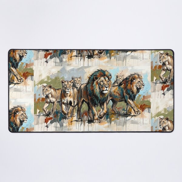 Item preview, Expressive Lion Pride Canvas Print | Abstract Wildlife Wall Art | Modern Safari Fine Art Poster | Majestic African Lions & Lionesses Painting designed and sold by SergioMiklos.