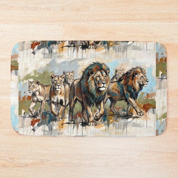 Item preview, Expressive Lion Pride Canvas Print | Abstract Wildlife Wall Art | Modern Safari Fine Art Poster | Majestic African Lions & Lionesses Painting designed and sold by SergioMiklos.