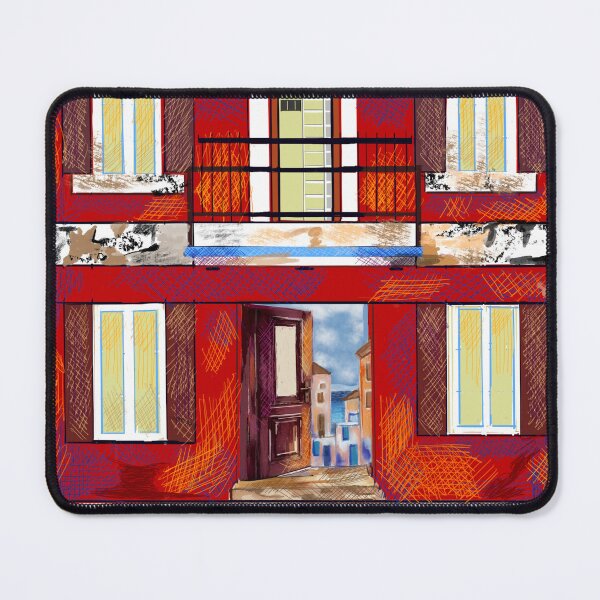 Item preview, THE RED GUARDIAN - Symi Doorway to the Sea (Cross-Hatch Edition) designed and sold by Cobalt & Stone Art.