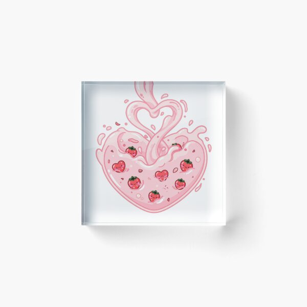 Item preview, Cute Strawberry Heart Sticker – Pink Strawberry Dessert designed and sold by Kiralemon.