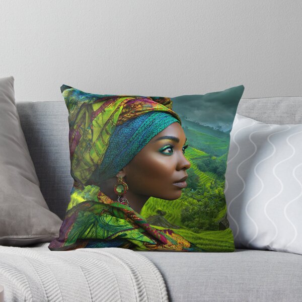 Item preview, Vibrant Woman in Colorful Headscarf in Nature designed and sold by Artessie.
