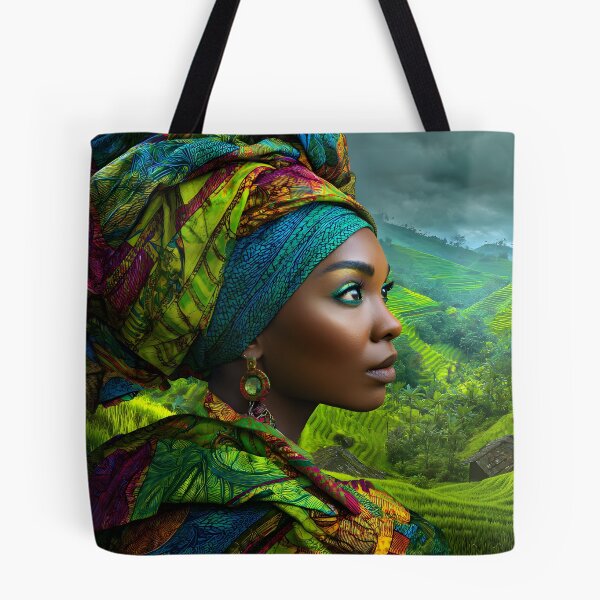 Item preview, Vibrant Woman in Colorful Headscarf in Nature designed and sold by Artessie.