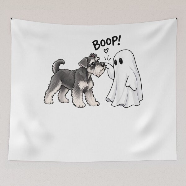 Item preview, Miniature Schnauzer Ghost Boop Dog Halloween Cute designed and sold by TaraxDoolittle.