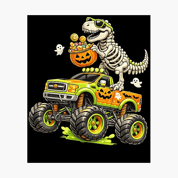 Item preview, Monster Truck Dinosaur Halloween Skeleton T-Rex Boys Kids designed and sold by TaraxDoolittle.