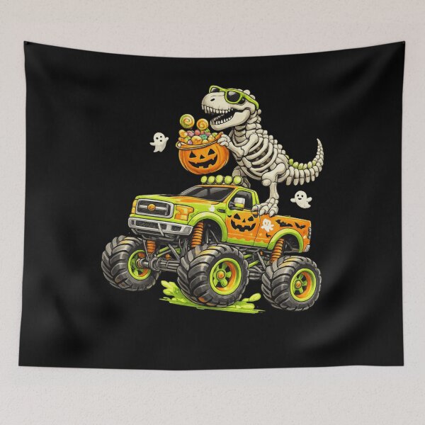 Item preview, Monster Truck Dinosaur Halloween Skeleton T-Rex Boys Kids designed and sold by TaraxDoolittle.