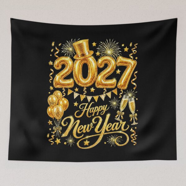 Item preview, Happy New Year 2027 Festive Gold Balloon Champagne Party designed and sold by Ortigzitoun.