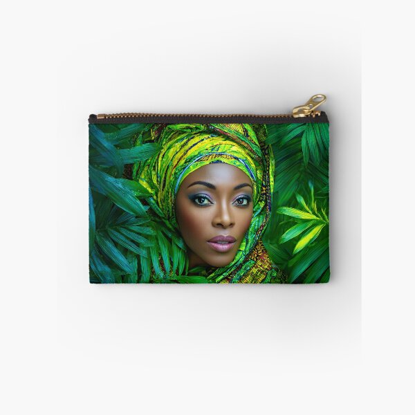 Item preview, Elegant woman amidst vibrant tropical foliage designed and sold by Artessie.