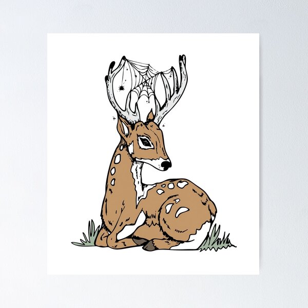 Item preview, Deer With Cobweb Antlers Mystical Web Antler Deer designed and sold by Lauraacox-Art.