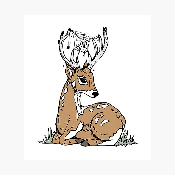 Item preview, Deer With Cobweb Antlers Mystical Web Antler Deer designed and sold by Lauraacox-Art.