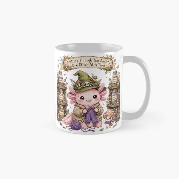 Item preview, Knitting Through The Anxiety Axolotl Witch designed and sold by DesignbyKarma.