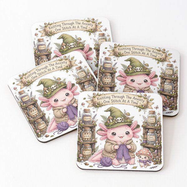 Item preview, Knitting Through The Anxiety Axolotl Witch designed and sold by DesignbyKarma.