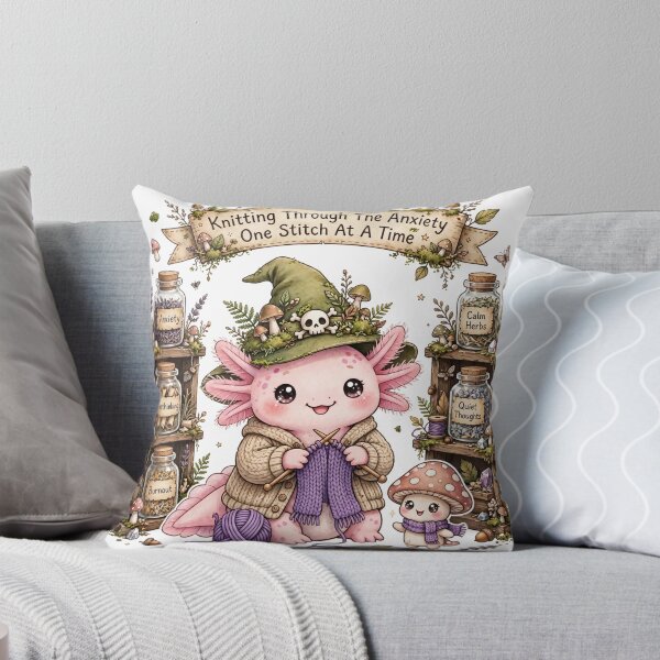 Item preview, Knitting Through The Anxiety Axolotl Witch designed and sold by DesignbyKarma.