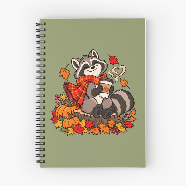 Item preview, Cozy Autumn Raccoon with Pumpkin Spice Coffee designed and sold by Sed94.