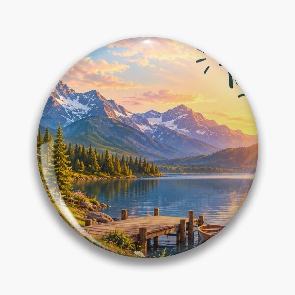 Item preview, Cozy Mountain Lake Cabin Golden Sunset designed and sold by LearnFunStore.