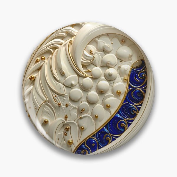 Item preview, Ornate White Porcelain and Royal Blue Spiral designed and sold by Vicky Brago-Mitchell®.