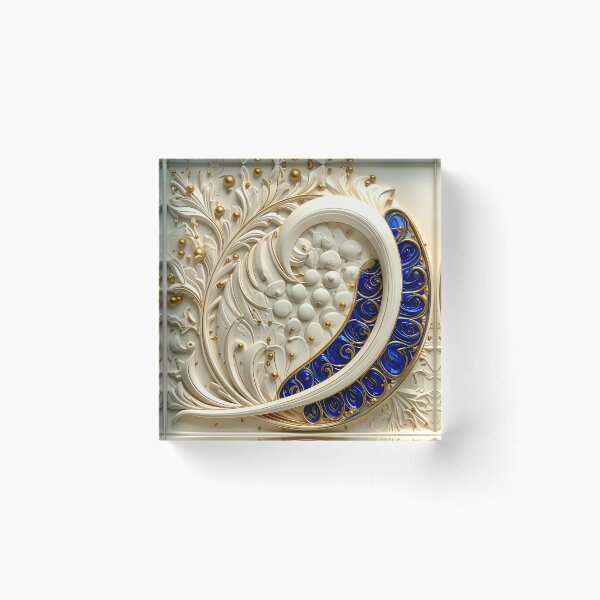 Item preview, Ornate White Porcelain and Royal Blue Spiral designed and sold by Vicky Brago-Mitchell®.