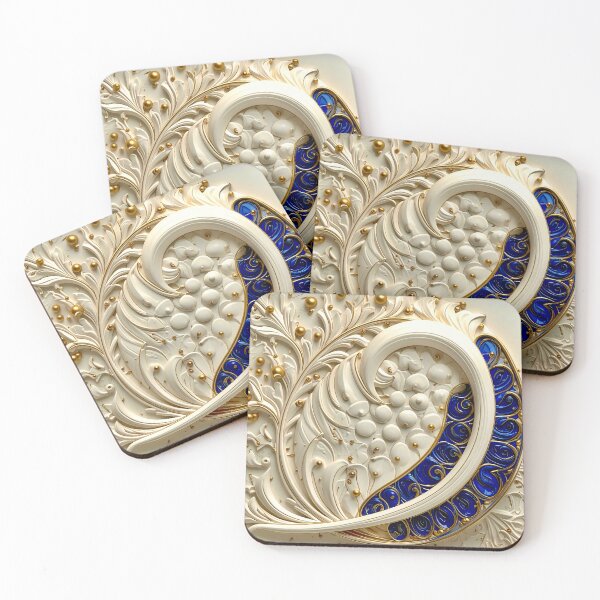 Item preview, Ornate White Porcelain and Royal Blue Spiral designed and sold by Vicky Brago-Mitchell®.