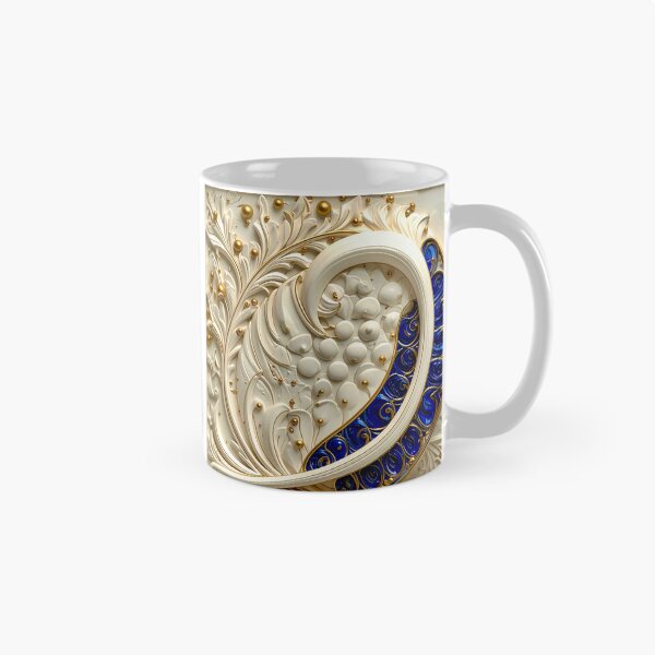 Item preview, Ornate White Porcelain and Royal Blue Spiral designed and sold by Vicky Brago-Mitchell®.