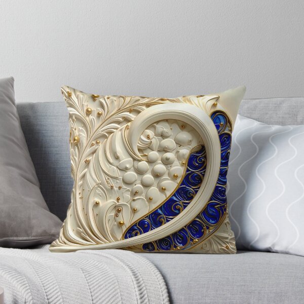 Item preview, Ornate White Porcelain and Royal Blue Spiral designed and sold by Vicky Brago-Mitchell®.