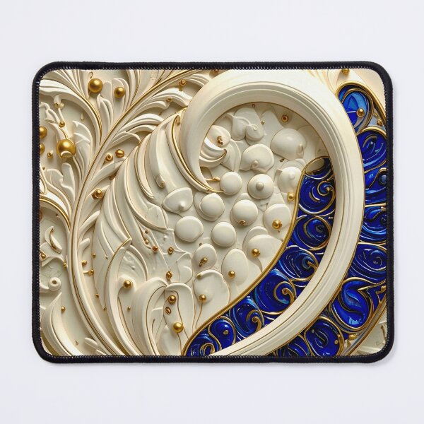 Item preview, Ornate White Porcelain and Royal Blue Spiral designed and sold by Vicky Brago-Mitchell®.