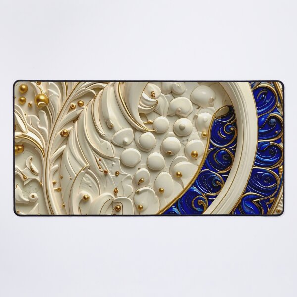 Item preview, Ornate White Porcelain and Royal Blue Spiral designed and sold by Vicky Brago-Mitchell®.