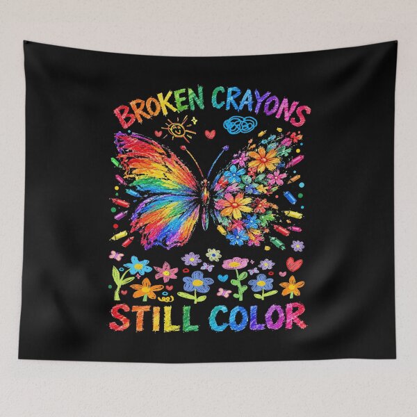 Item preview, Broken Crayons Still Color Rainbow Butterfly Mental Health Awareness  designed and sold by Ortigzitoun.