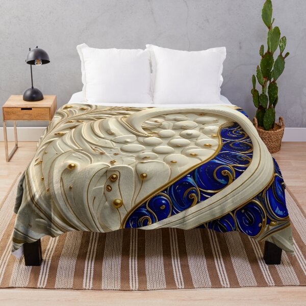 Item preview, Ornate White Porcelain and Royal Blue Spiral designed and sold by Vicky Brago-Mitchell®.