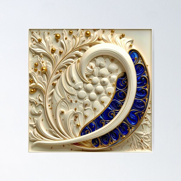 Item preview, Ornate White Porcelain and Royal Blue Spiral designed and sold by Vicky Brago-Mitchell®.