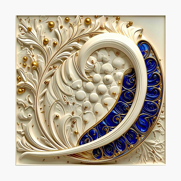 Item preview, Ornate White Porcelain and Royal Blue Spiral designed and sold by Vicky Brago-Mitchell®.