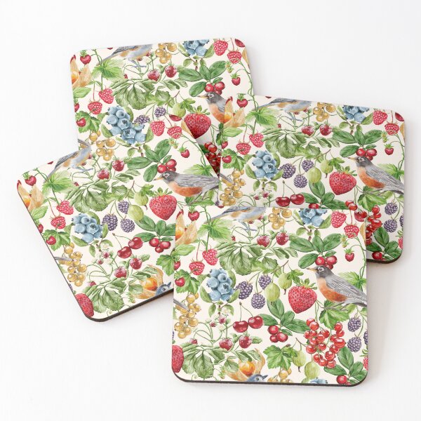 Item preview, Watercolor Birds and Berries Botanical Garden on Cream designed and sold by Nobody Shadow Art.