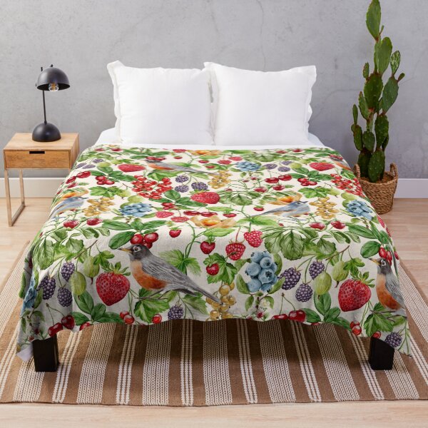 Item preview, Watercolor Birds and Berries Botanical Garden on Cream designed and sold by Nobody Shadow Art.